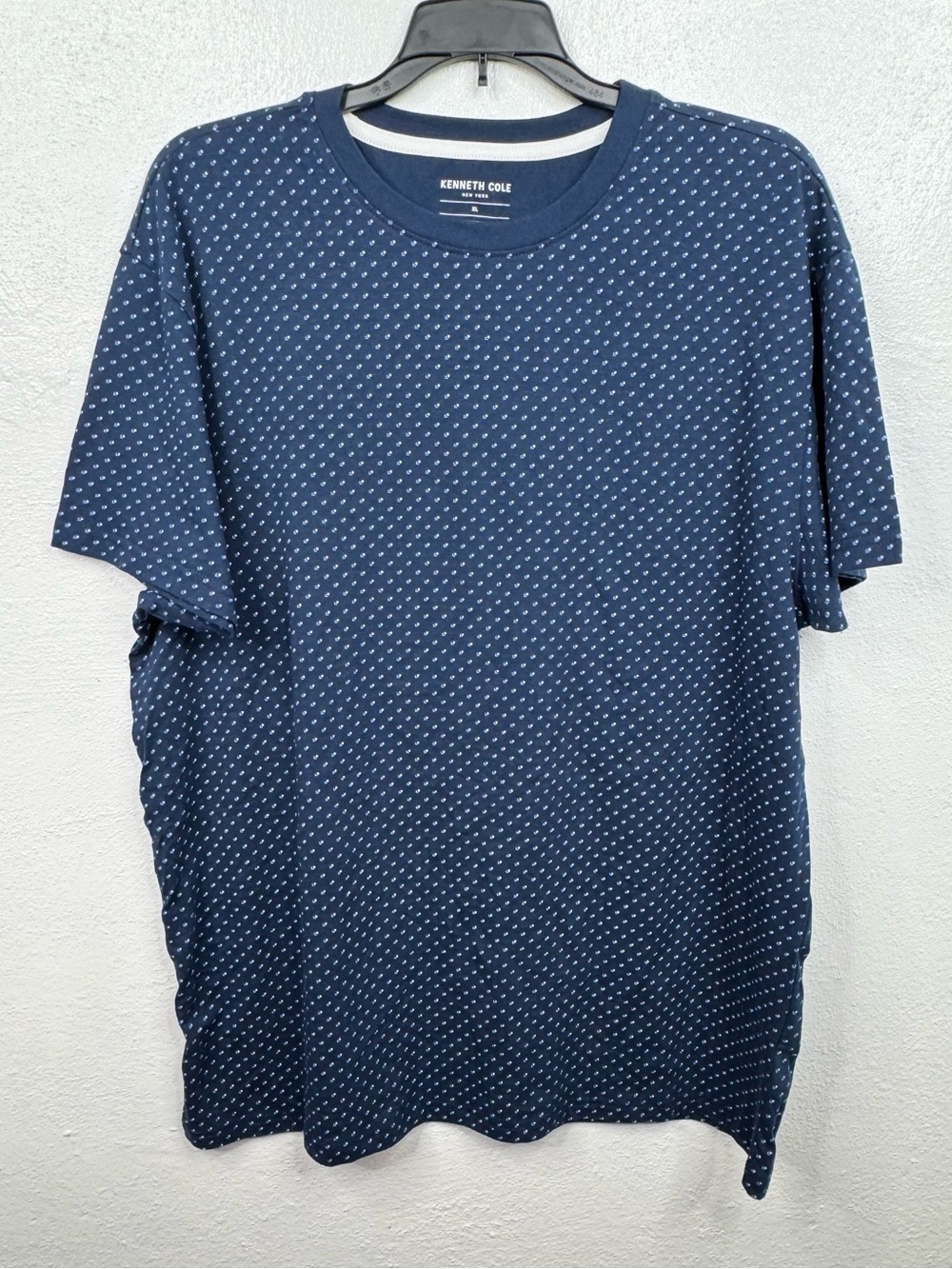 Kenneth Cole New York T-Shirt Men's XL Navy Blue Geometric Micro Dot